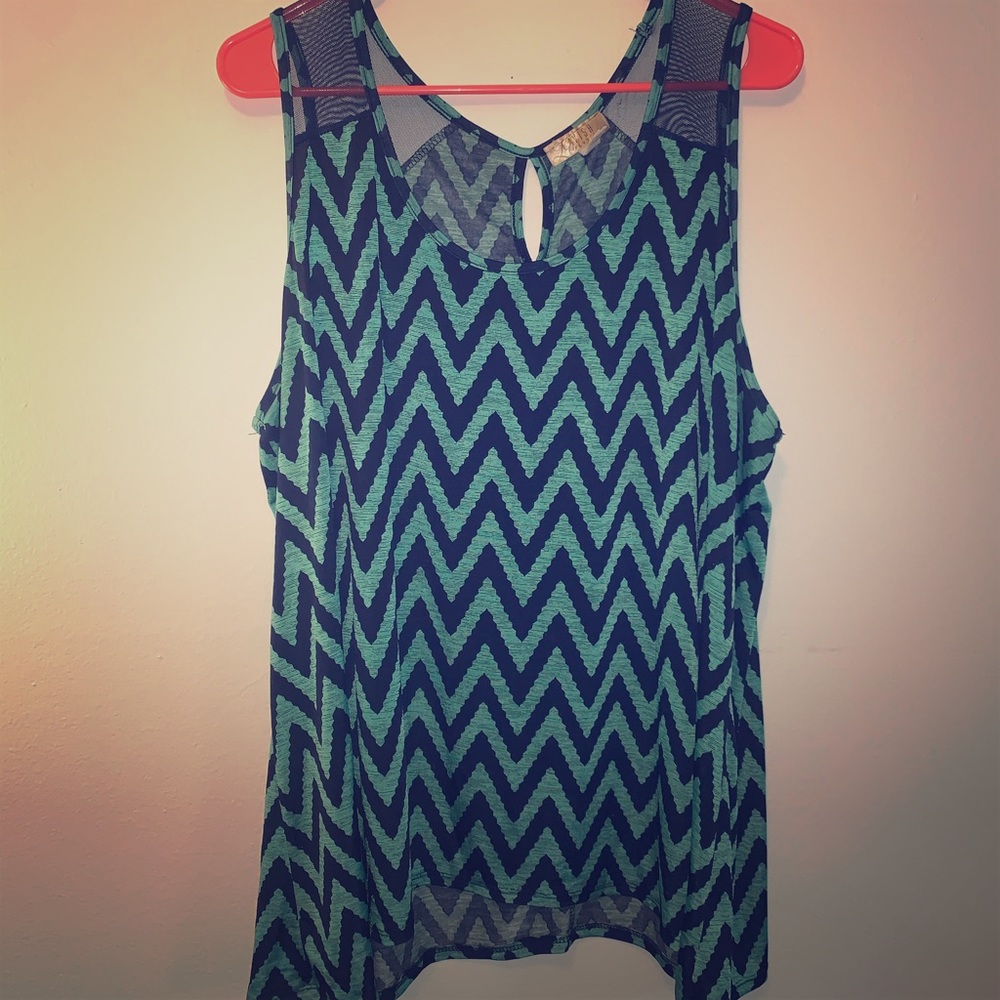 Teal chevron tank top